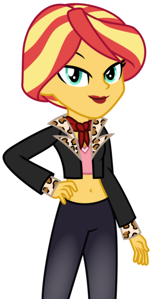 Size: 1024x2011 | Tagged: safe, artist:emeraldblast63, derpibooru import, sunset shimmer, equestria girls, belly button, bully, greaser, image, lola lombardi, png, rockstar, rockstargames