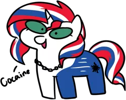 Size: 603x483 | Tagged: safe, artist:2k.bugbytes, ponybooru import, sunset shimmer, oc, pony, unicorn, chains, cutie mark, drink, image, mane, metal, pepsi, pepsi pony, pepsiman, png, soda, squatpony, style emulation, tail