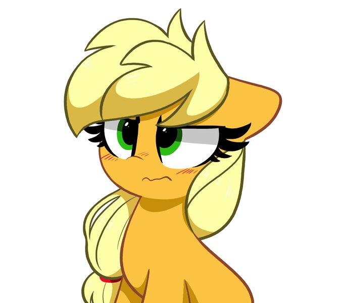 Size: 4096x3642 | Tagged: safe, artist:kittyrosie, derpibooru import, applejack, earth pony, pony, blushing, cute, female, floppy ears, image, jackabetes, jpeg, mare, missing accessory, missing hat, silly, silly pony, solo, who's a silly pony