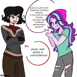 Size: 2048x2048 | Tagged: safe, artist:rapunzelights, derpibooru import, starlight glimmer, human, equestria girls, cassandra, crossover, dialogue, image, jpeg, tangled (disney), tangled: the series