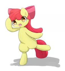 Size: 2009x2192 | Tagged: safe, artist:up_p_ab, derpibooru import, apple bloom, earth pony, pony, bipedal, female, filly, image, jpeg, open mouth, solo, standing, standing on one leg