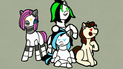 Size: 1280x720 | Tagged: safe, artist:nukepony360, derpibooru import, part of a set, oc, oc:7a, oc:prototype v, oc:prototype vi, oc:vocal pitch, unofficial characters only, android, pony, robot, robot pony, animated, friday night funkin', gif, image, simple background, singing