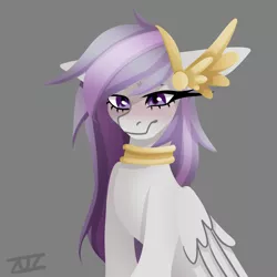 Size: 4500x4500 | Tagged: safe, artist:zuzya, derpibooru import, oc, oc:athena (shawn keller), pegasus, pony, big eyelashes, blushing, bust, cute, female, guardians of pondonia, image, mare, pegasus oc, png, simple background, smiling, solo, wings