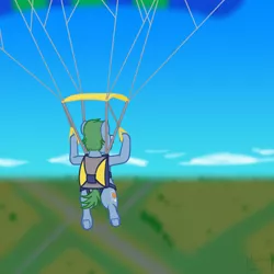 Size: 1000x1000 | Tagged: safe, artist:phallen1, derpibooru import, oc, oc:software patch, earth pony, atg 2021, image, jpeg, male, newbie artist training grounds, parachute, scenery, sky, skydiving, solo