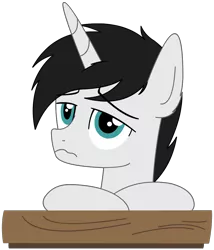 Size: 996x1164 | Tagged: safe, artist:rivet97, derpibooru import, oc, oc:aeromir svechkar, pony, unicorn, bored, desk, image, male, png, simple background, solo, tired, transparent background