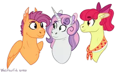 Size: 2198x1282 | Tagged: safe, artist:quincydragon, derpibooru import, apple bloom, scootaloo, sweetie belle, pony, cutie mark crusaders, image, older, png, simple background, transparent background