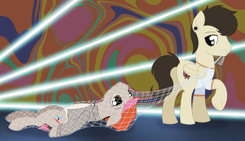 Size: 2925x1678 | Tagged: safe, artist:dyonys, derpibooru import, earth pony, pegasus, pony, abstract background, beanie, clothes, hat, image, josh dun, lying down, male, mouth hold, net, png, pulling, stallion, standing, twenty one pilots, tyler joseph