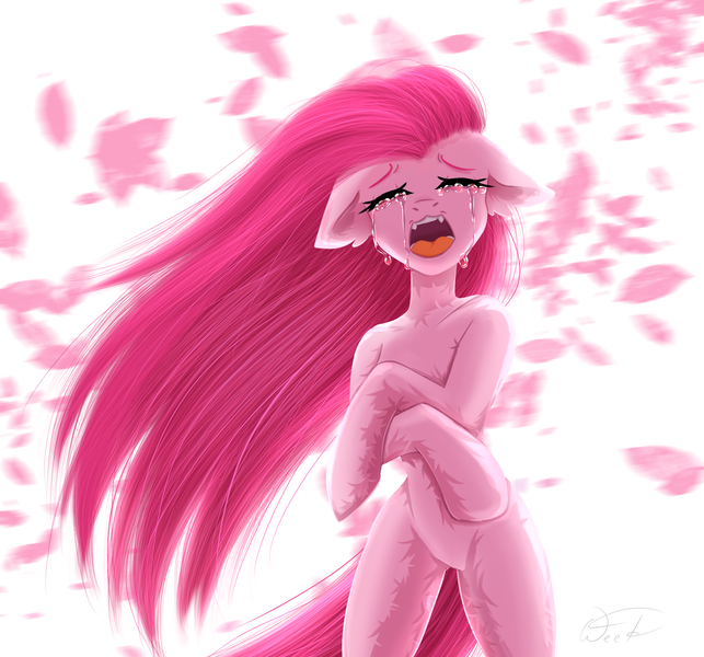 Size: 2196x2048 | Tagged: safe, artist:maybeweed, derpibooru import, pinkie pie, earth pony, pony, bipedal, crying, eyes closed, female, image, open mouth, pinkamena diane pie, png, screaming, solo