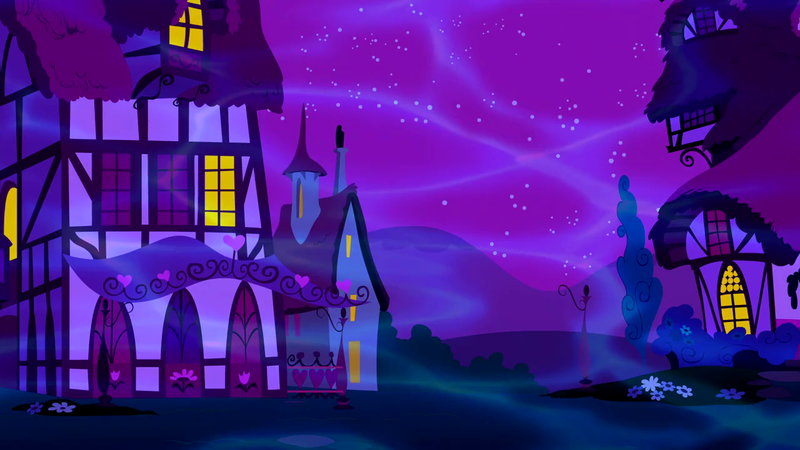 Size: 1280x720 | Tagged: safe, derpibooru import, screencap, do princesses dream of magic sheep, background, dream realm, image, night, no pony, png, scenic ponyville, tree