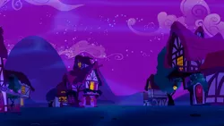 Size: 1280x720 | Tagged: safe, derpibooru import, screencap, do princesses dream of magic sheep, background, cloud, dream realm, image, night, no pony, png, ponyville, scenic ponyville