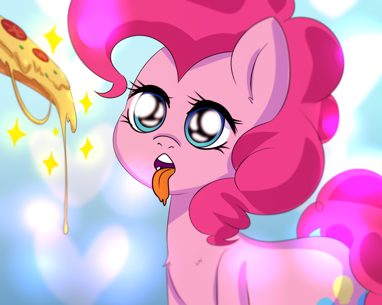 Size: 5000x4000 | Tagged: safe, artist:0blackster, derpibooru import, pinkie pie, earth pony, pony, food, image, open mouth, pizza, png, tongue out