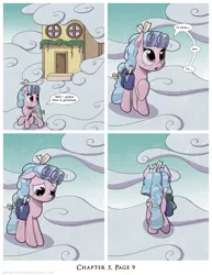 Size: 1200x1552 | Tagged: safe, artist:deusexequus, derpibooru import, cozy glow, pegasus, pony, comic:fix, comic, female, floppy ears, image, looking down, png, sad, solo, speech bubble, walking