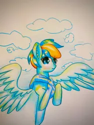 Size: 1920x2560 | Tagged: safe, artist:stardust0130, derpibooru import, oc, oc:stardust, unofficial characters only, pegasus, pony, flying, image, jpeg, looking at you, male, pegasus oc, solo, stallion, wings