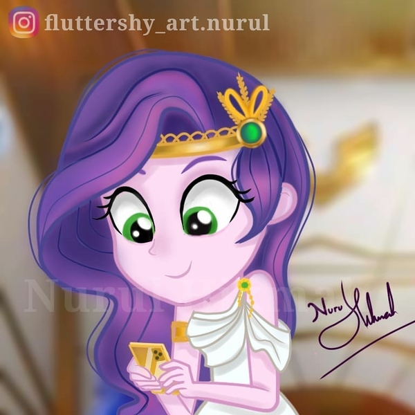 Size: 768x768 | Tagged: safe, artist:fluttershy_art.nurul, derpibooru import, pipp petals, equestria girls, adorapipp, cute, equestria girls interpretation, female, g5, greek, green eyes, image, jpeg, mobile phone, phone, scene interpretation, smartphone, smiling, solo