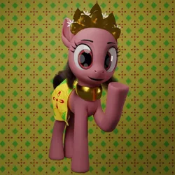 Size: 674x675 | Tagged: safe, artist:gabro46, derpibooru import, oc, oc:salasika, earth pony, pony, 3d, abstract background, batik, blender, clothes, crown, female, flower, flower in hair, greeting, image, indonesia, jewelry, jpeg, looking at you, mare, model:djthed, necklace, regalia, solo