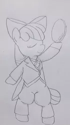 Size: 224x400 | Tagged: safe, artist:unagipai-ab, derpibooru import, apple bloom, pony, butler, clothes, cosplay, costume, female, filly, image, jpeg, solo, standing on two hooves