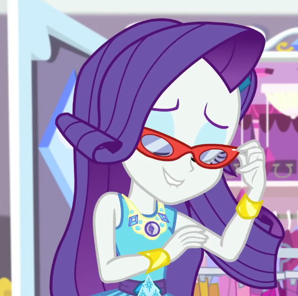 Size: 705x700 | Tagged: safe, derpibooru import, screencap, rarity, costume conundrum, equestria girls, equestria girls series, spoiler:eqg series (season 2), cropped, glasses, image, png, solo