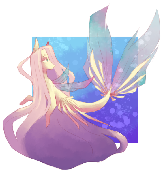 Size: 1852x1966 | Tagged: safe, artist:elf-hollow, derpibooru import, fluttershy, merpony, pegasus, pony, seapony (g4), clothes, female, fin wings, fish tail, flowing mane, flowing tail, image, ocean, pink mane, png, seaponified, seapony fluttershy, see-through, simple background, solo, species swap, tail, transparent background, underwater, water, wings