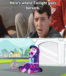 Size: 1617x1872 | Tagged: safe, derpibooru import, spike, twilight sparkle, twilight sparkle (alicorn), alicorn, equestria girls, equestria girls (movie), comparison, ferris bueller, ferris bueller's day off, image, jpeg, matthew broderick