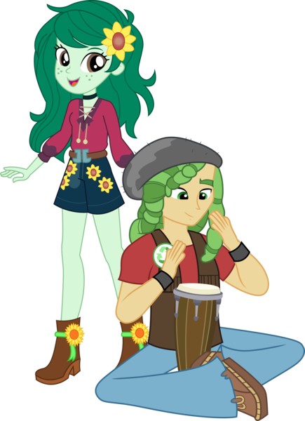 Size: 4357x6013 | Tagged: safe, artist:cloudyglow, artist:marcorois, derpibooru import, edit, sandalwood, wallflower blush, equestria girls, equestria girls series, let it rain, spoiler:eqg series (season 2), absurd resolution, clothes, crossed legs, cute, drumming, drums, female, flowerbetes, image, male, music festival outfit, musical instrument, open mouth, pants, png, sandalflower, shipping, shirt, shoes, shorts, simple background, sitting, smiling, straight, transparent background, updated, vector, vest