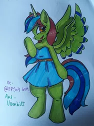 Size: 1548x2064 | Tagged: safe, derpibooru import, oc, oc:epsi, unofficial characters only, alicorn, anthro, pony, clothes, cute, dress, ethanepsc4, image, jpeg