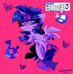 Size: 3117x3200 | Tagged: safe, artist:nekosnicker, derpibooru import, twilight sparkle, twilight sparkle (alicorn), alicorn, pony, drugs, image, implied fluttershy, jpeg, junkielight, nintendo ds, simple background, solo