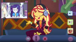 Size: 1920x1074 | Tagged: safe, derpibooru import, screencap, rarity, sunset shimmer, equestria girls, equestria girls series, festival looks, spoiler:eqg series (season 2), image, png