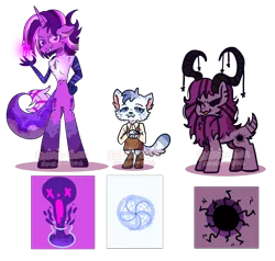 Size: 6620x6294 | Tagged: safe, artist:maiii-san, derpibooru import, oc, unofficial characters only, anthro, cat, demon, demon pony, original species, pony, anthro with ponies, furry, glowing hands, image, png, simple background, transparent background
