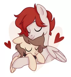 Size: 1280x1378 | Tagged: safe, artist:petruse4ka, derpibooru import, oc, unofficial characters only, pegasus, pony, abstract background, duo, eyes closed, heart, hug, image, jpeg, male, oc x oc, pegasus oc, shipping, smiling, stallion, wings