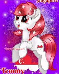 Size: 720x901 | Tagged: safe, artist:viani_pegasister, derpibooru import, oc, oc:temmy, ponified, earth pony, pony, earth pony oc, female, image, jpeg, mare, moon, name, nation ponies, open mouth, paint, singapore, smiling, stars, watermark