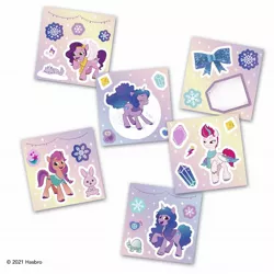 Size: 2048x2048 | Tagged: safe, derpibooru import, izzy moonbow, pipp petals, sunny starscout, zipp storm, cat, earth pony, pegasus, pony, rabbit, tortoise, unicorn, animal, clothes, crystal, cutie mark, g5, image, jpeg, ribbon, scarf, snow, snowflake, sticker