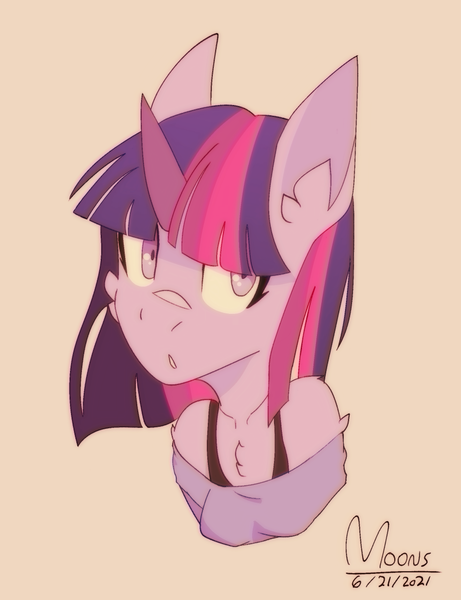 Size: 947x1233 | Tagged: safe, artist:mooons, derpibooru import, twilight sparkle, anthro, unicorn, bust, female, image, png, simple background, solo