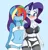 Size: 3325x3444 | Tagged: safe, artist:caoscore, derpibooru import, rainbow dash, rarity, anthro, alternate hairstyle, belly button, big breasts, blushing, breast grab, breasts, clothes, delicious flat chest, female, grope, image, lesbian, lingerie, looking at each other, png, rainbow flat, raridash, shipping