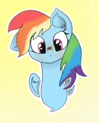 Size: 551x685 | Tagged: safe, artist:3naa, derpibooru import, rainbow dash, insect, ladybug, pegasus, pony, bust, female, gradient background, image, insect on nose, jpeg, solo