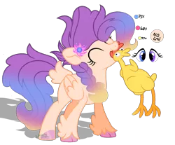 Size: 2146x1777 | Tagged: safe, artist:lightning-chaseryt, derpibooru import, oc, oc:berry laffy taffy, unofficial characters only, hybrid, female, image, interspecies offspring, magical lesbian spawn, mouth hold, offspring, parent:pinkie pie, parent:princess skystar, parents:skypie, png, rubber chicken, solo