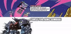 Size: 768x368 | Tagged: safe, artist:tonyfleecs, derpibooru import, fluttershy, king sombra, twilight sparkle, spoiler:the magic of cybertron03, angry, image, imgflip, jpeg, megatron, meme, photo, primus, the magic of cybertron, transformers