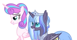 Size: 1280x674 | Tagged: safe, artist:teal-quil, derpibooru import, princess flurry heart, oc, oc:starlight sparkle, alicorn, bat pony, bat pony alicorn, pony, base used, bat wings, female, horn, image, magical lesbian spawn, mare, offspring, older, parent:princess luna, parent:twilight sparkle, parents:twiluna, png, simple background, transparent background, wings