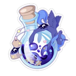 Size: 2000x2000 | Tagged: safe, artist:mychelle, derpibooru import, princess luna, pony, bottle, image, micro, png, s1 luna, simple background, solo, transparent background