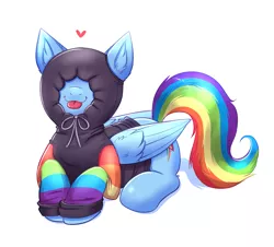 Size: 3717x3360 | Tagged: safe, artist:confetticakez, derpibooru import, rainbow dash, pegasus, pony, :p, clothes, female, floating heart, heart, hoodie, image, lying down, mare, png, prone, rainbow dork, simple background, solo, tongue out, white background