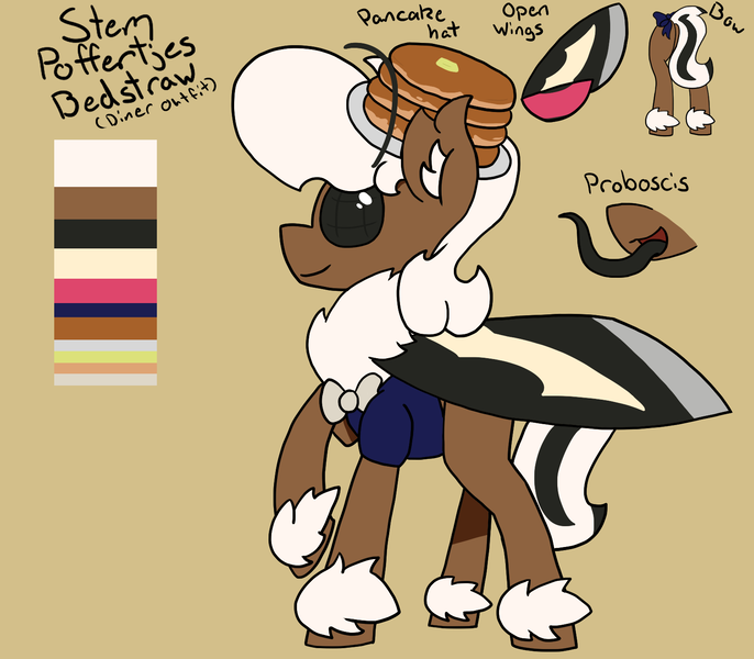 Size: 1600x1400 | Tagged: safe, artist:stemthebug, derpibooru import, oc, oc:stem bedstraw, unofficial characters only, insect, moth, mothpony, original species, pony, clothes, image, png, reference sheet, solo