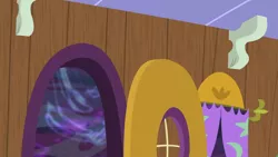 Size: 1280x720 | Tagged: safe, derpibooru import, screencap, discordant harmony, background, discord's house, door, image, liminal space, no pony, png, scenic ponyville