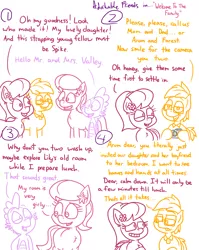 Size: 4779x6013 | Tagged: safe, artist:adorkabletwilightandfriends, derpibooru import, lily, lily valley, spike, oc, oc:arum valley, oc:forest valley, comic:adorkable twilight and friends, adorkable, adorkable friends, camera, comic, cute, dad, dating, dork, family, glasses, humor, image, introduction, love, mom, parent, png, slice of life