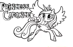 Size: 1739x1109 | Tagged: safe, derpibooru import, official, part of a set, princess cadance, alicorn, pony, coloring book, flying, hearth's warming eve coloring book, image, indexed png, monochrome, png, simple background, solo, spread wings, white background, wings