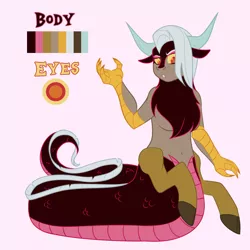 Size: 1100x1100 | Tagged: safe, artist:enigmadoodles, derpibooru import, oc, hybrid, female, image, magical gay spawn, offspring, parent:discord, parent:lord tirek, png, solo