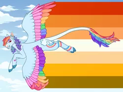 Size: 1280x960 | Tagged: safe, alternate version, artist:s0ftserve, derpibooru import, rainbow dash, pegasus, alternate design, butch lesbian pride flag, colored wings, image, multicolored wings, png, pride, pride flag, pride month, solo, spread wings, wings