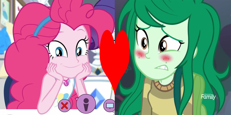 Size: 1206x600 | Tagged: safe, derpibooru import, pinkie pie, wallflower blush, do it for the ponygram!, equestria girls, equestria girls series, forgotten friendship, spoiler:eqg series (season 2), female, heart, image, jpeg, lesbian, pinkieflower, shipping, shipping domino