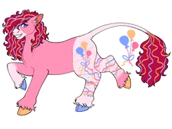 Size: 1280x960 | Tagged: safe, artist:s0ftserve, derpibooru import, pinkie pie, earth pony, pony, alternate cutie mark, alternate design, alternate hairstyle, coat markings, female, headcanon, headcanon in the description, image, leonine tail, mare, multicolored hooves, png, redesign, simple background, solo, transparent background, unshorn fetlocks