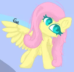 Size: 3082x2974 | Tagged: safe, artist:vinca, derpibooru import, fluttershy, pegasus, pony, female, image, mare, png, scratching, sitting, solo, wings