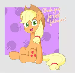 Size: 1558x1522 | Tagged: safe, artist:ch-chau, derpibooru import, applejack, earth pony, pony, abstract background, apple, female, food, image, jpeg, mare, sitting, text