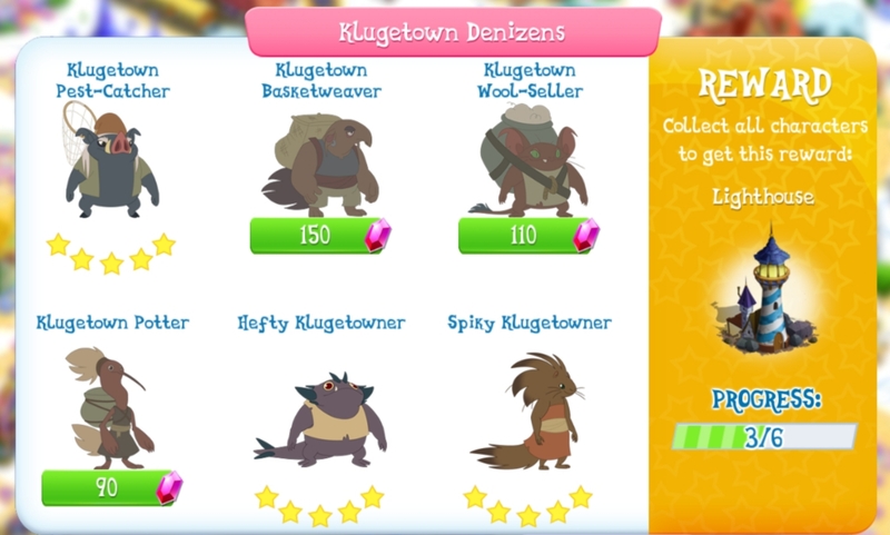 Size: 1509x908 | Tagged: safe, derpibooru import, screencap, collection, gameloft, hefty klugetowner, image, jpeg, klugetown basketweaver, klugetowner, klugetown pest catcher, klugetown potter, klugetown wool-seller, spiky klugetowner